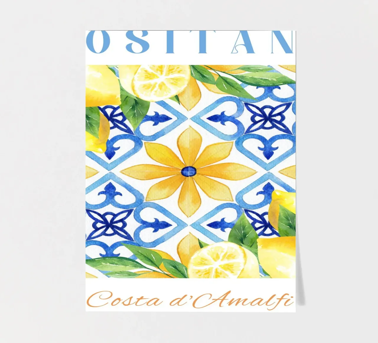 Lemon Positano Print, Amalfi Coast sticker sheet by Bella Studio