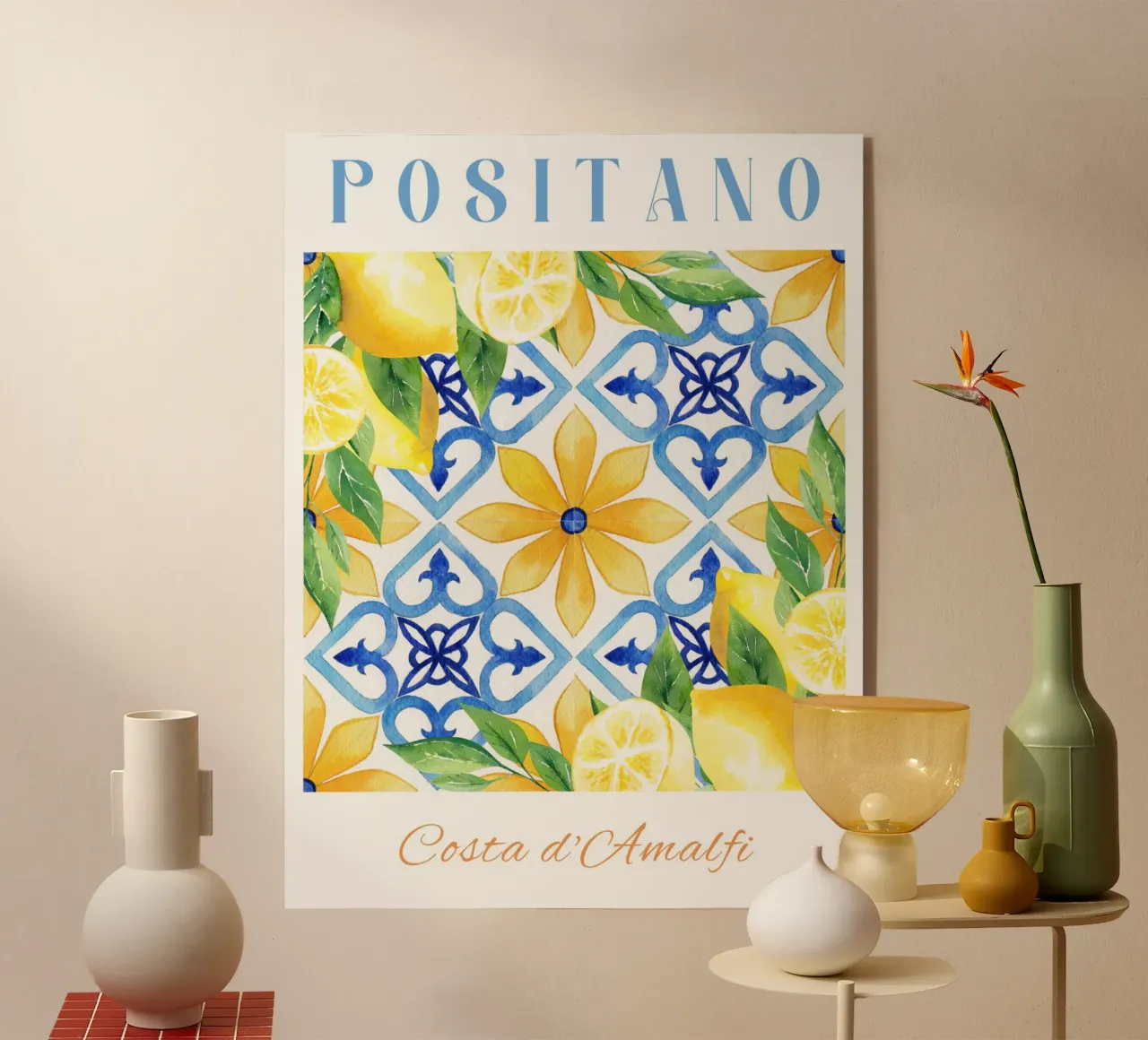 Lemon Positano Print, Amalfi Coast plexiglass da Bella Studio
