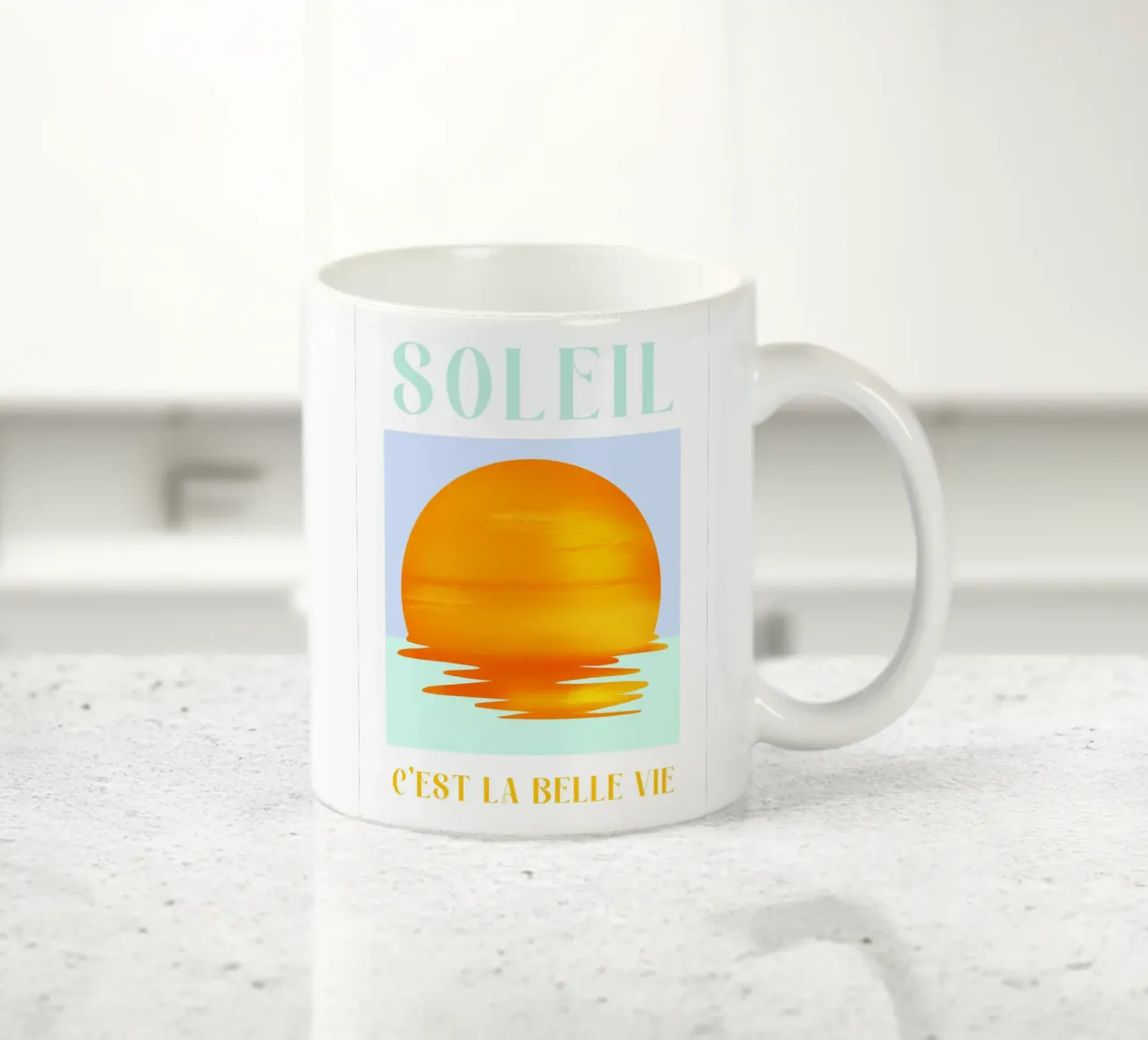 Soleil Print, France Travel Print, Colourful Summer Poster tazza in ceramica da Bella Studio