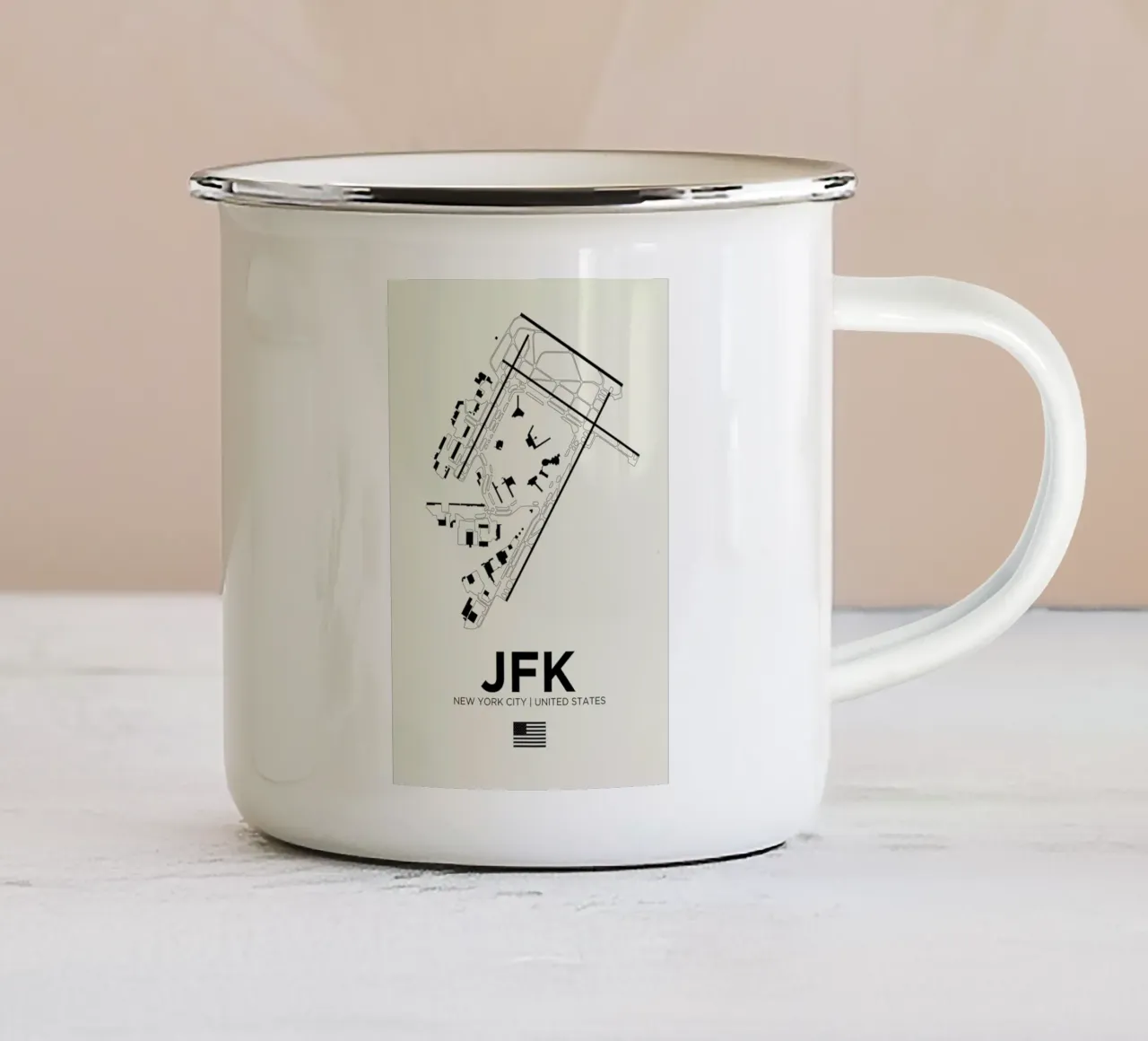 JFK Airport New York tazza in smalto da 08left