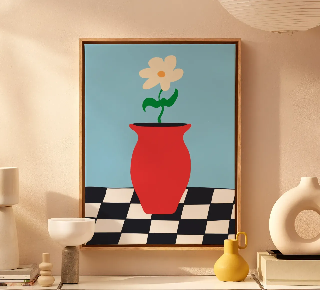 Flowerpot on Checkers tela con Cornice a cassetta da Bytenar