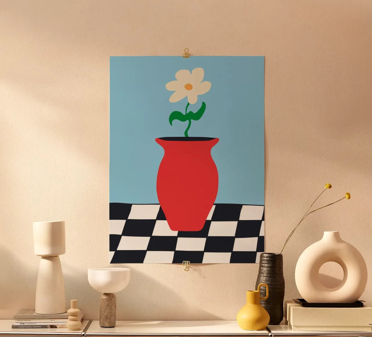 Flowerpot on Checkers carta hahnemühle da Bytenar