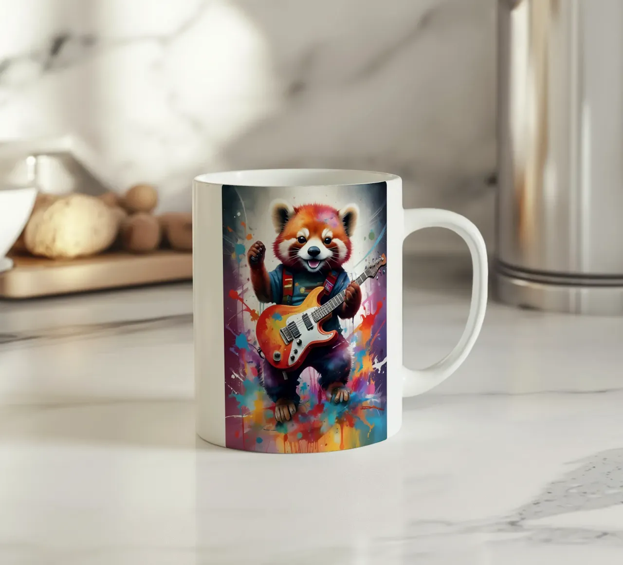 Il panda rosso suona la chitarra tazza in ceramica da MakArena