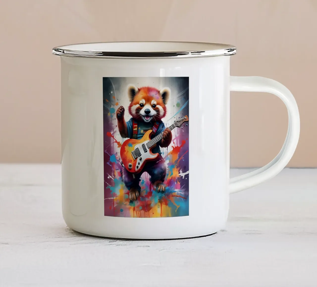 Il panda rosso suona la chitarra tazza in smalto da MakArena