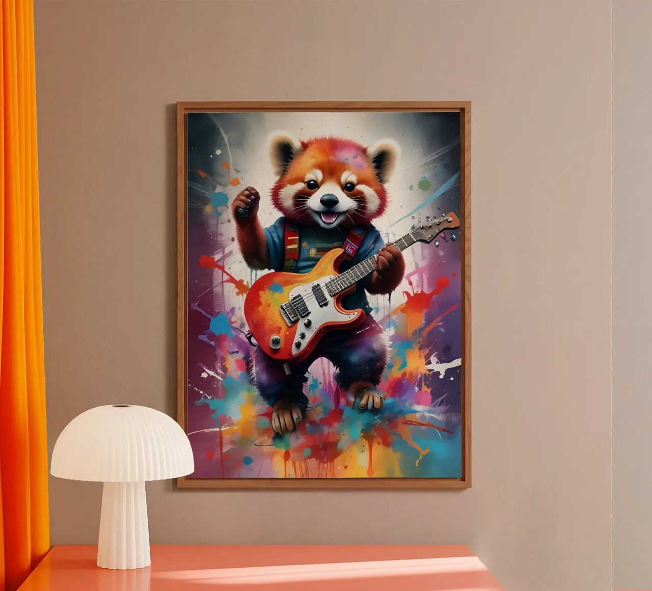 Il panda rosso suona la chitarra alluminio dibond da MakArena