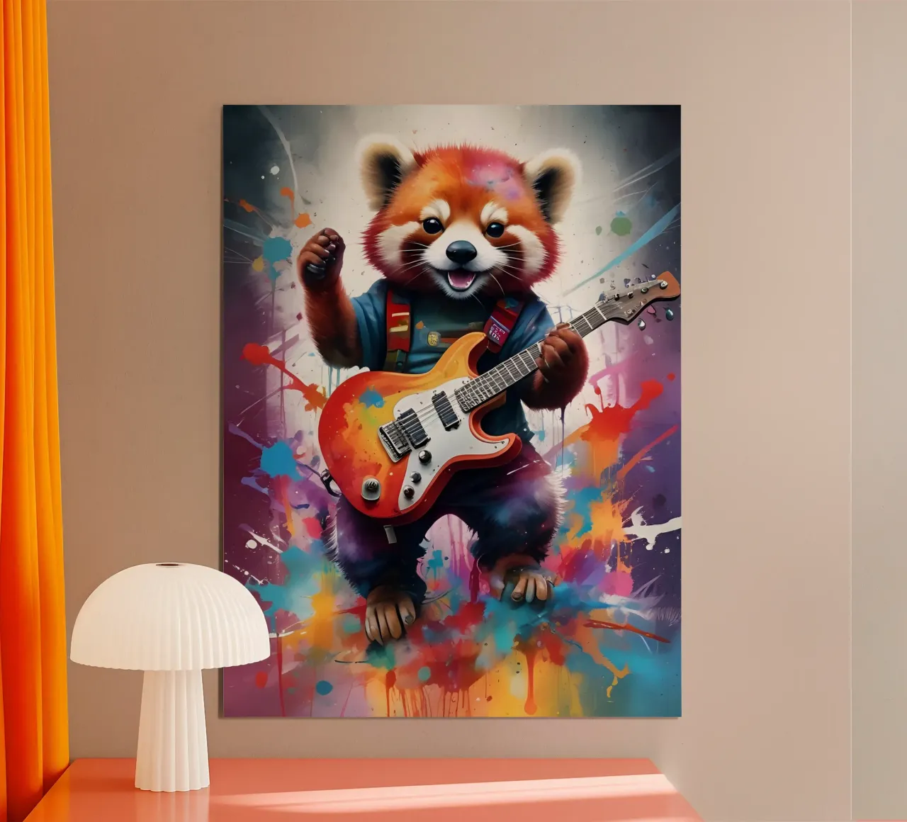 Il panda rosso suona la chitarra carta hahnemühle da MakArena