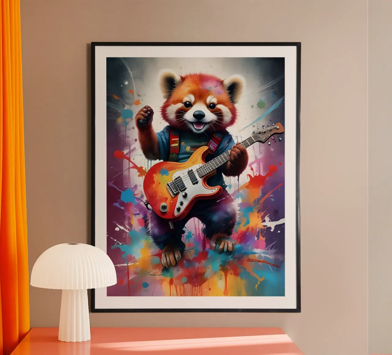 Il panda rosso suona la chitarra carta hahnemühle da MakArena