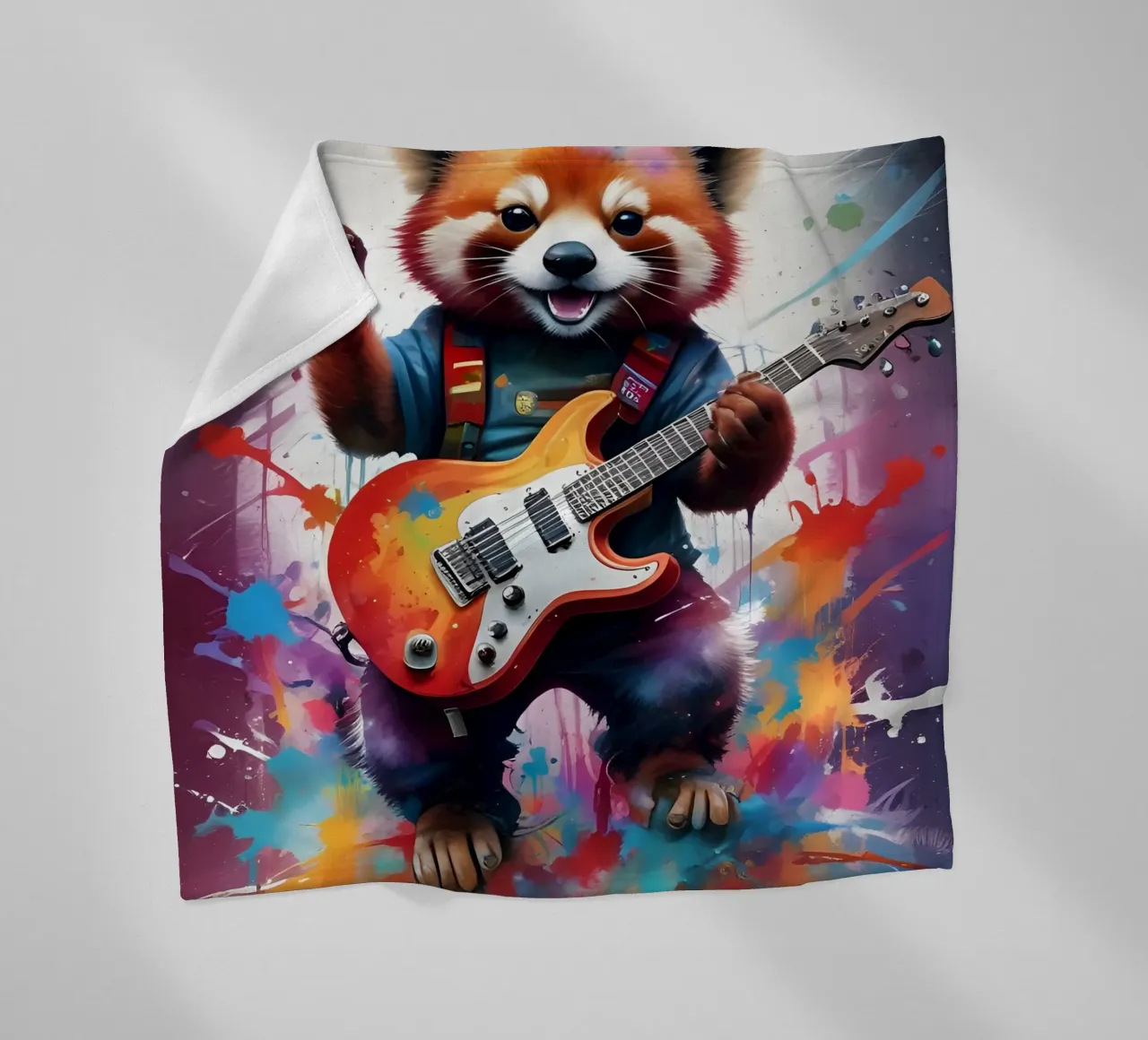 El panda rojo toca la guitarra manta de franela de MakArena