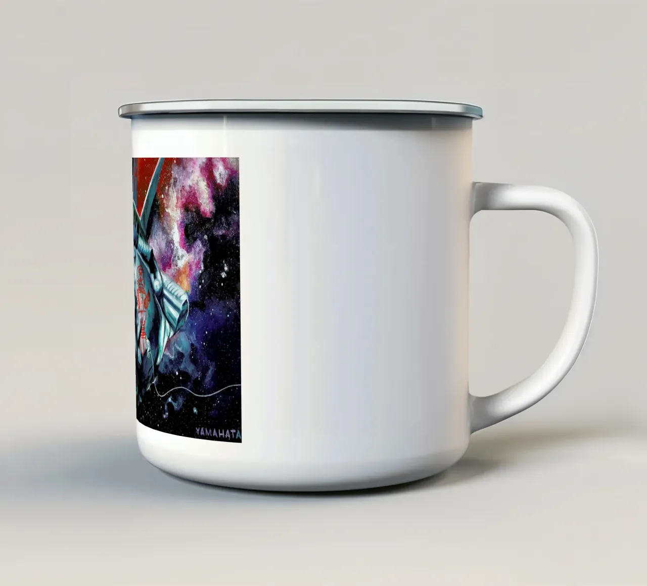 Lost In Space enamel mug by Jared Yamahata