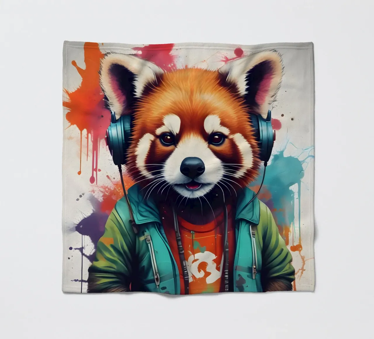 Panda rosso in cuffia coperta in pile da MakArena
