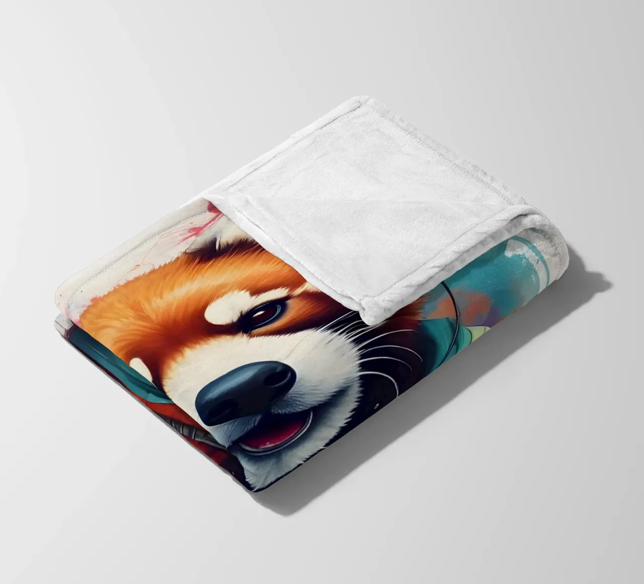 Panda rosso in cuffia coperta in pile da MakArena