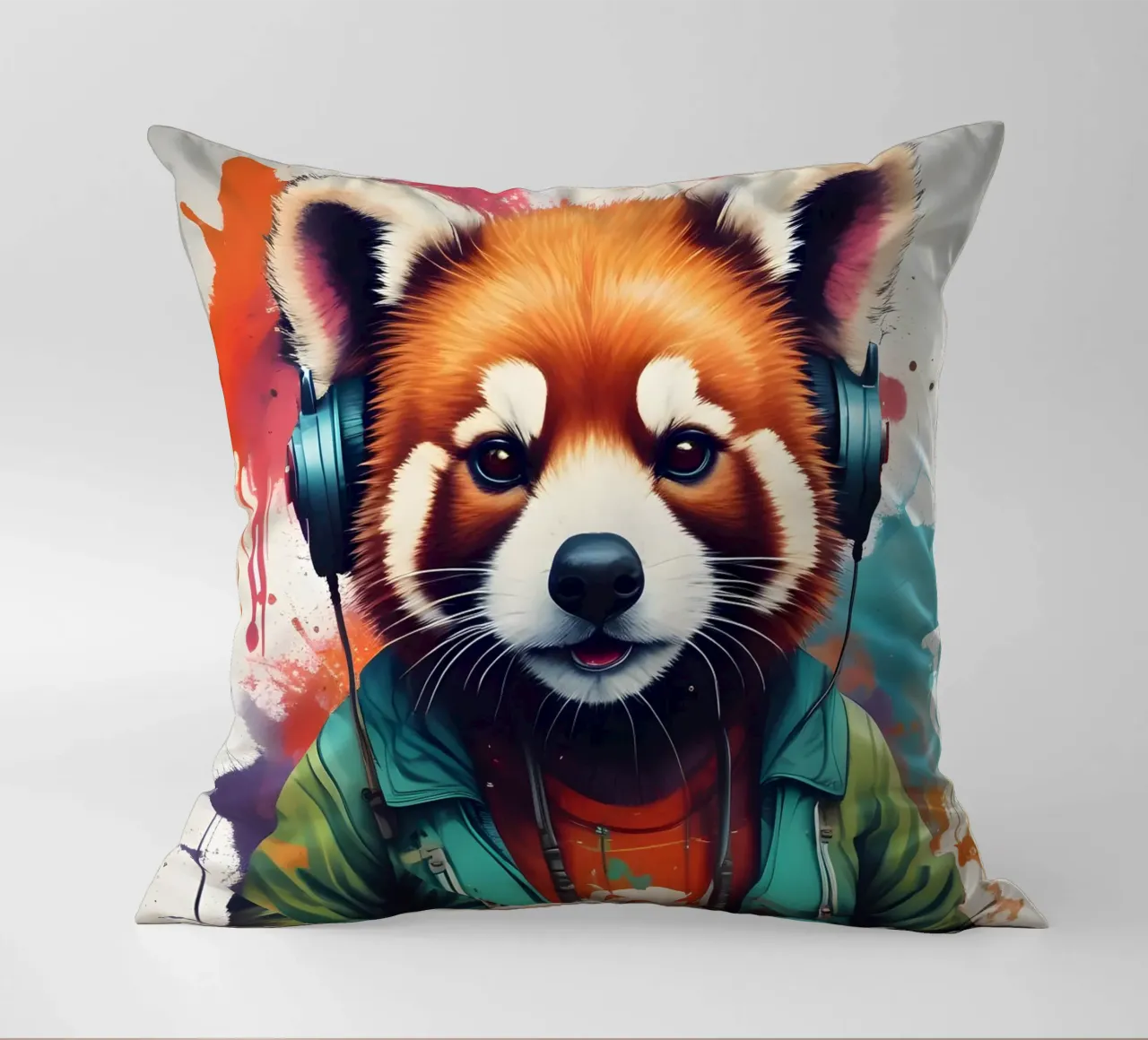 Panda rosso in cuffia cuscino da MakArena