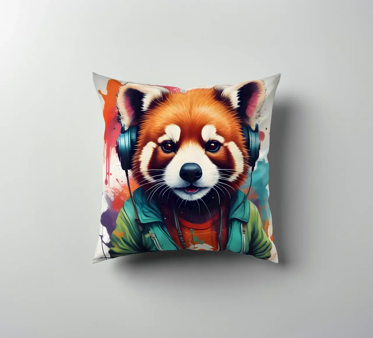 Panda rosso in cuffia cuscino da MakArena