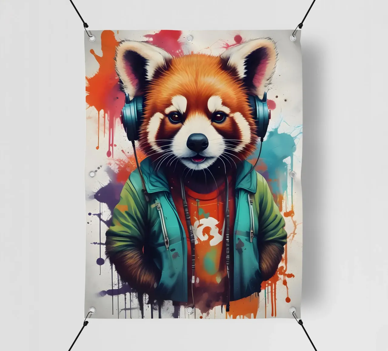 Panda rosso in cuffia telo in pvc da MakArena