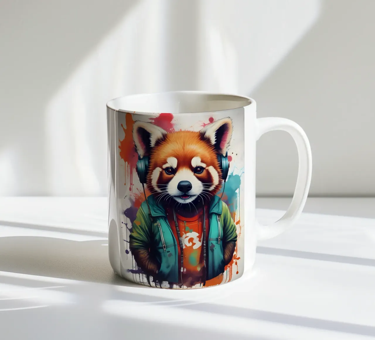 Panda rosso in cuffia tazza in ceramica da MakArena