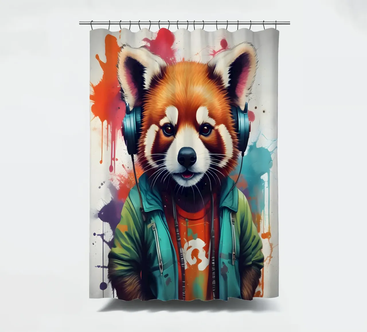 Panda rosso in cuffia tenda da doccia da MakArena