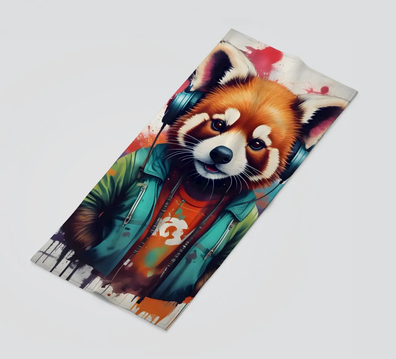 Panda rosso in cuffia telo mare da MakArena
