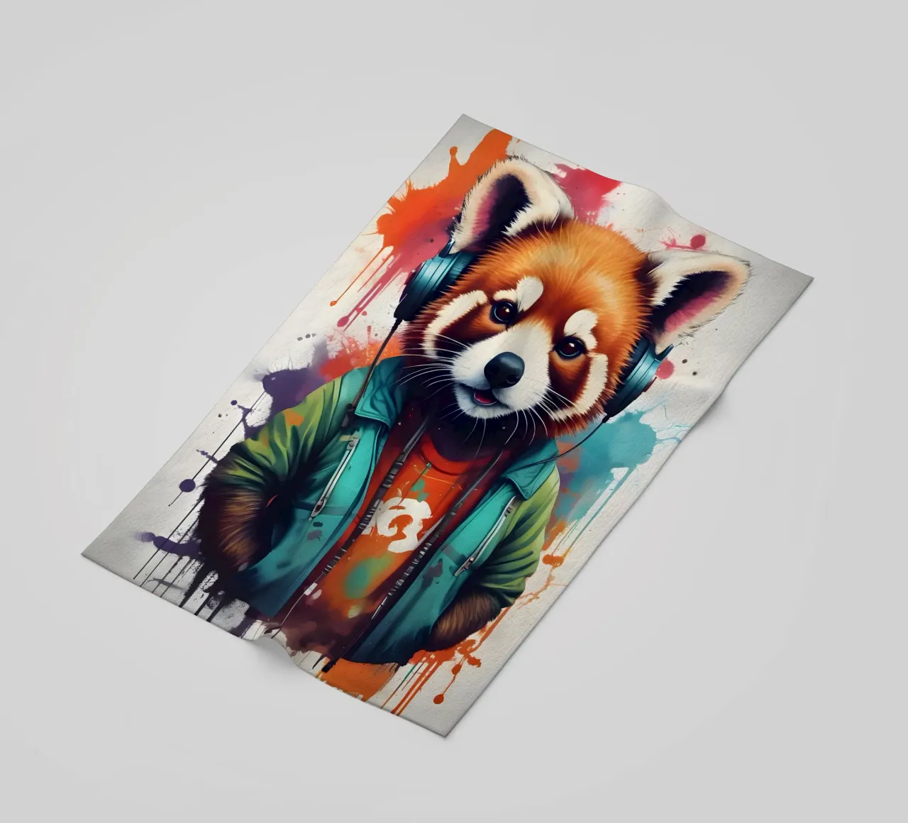 Panda rosso in cuffia telo mare da MakArena