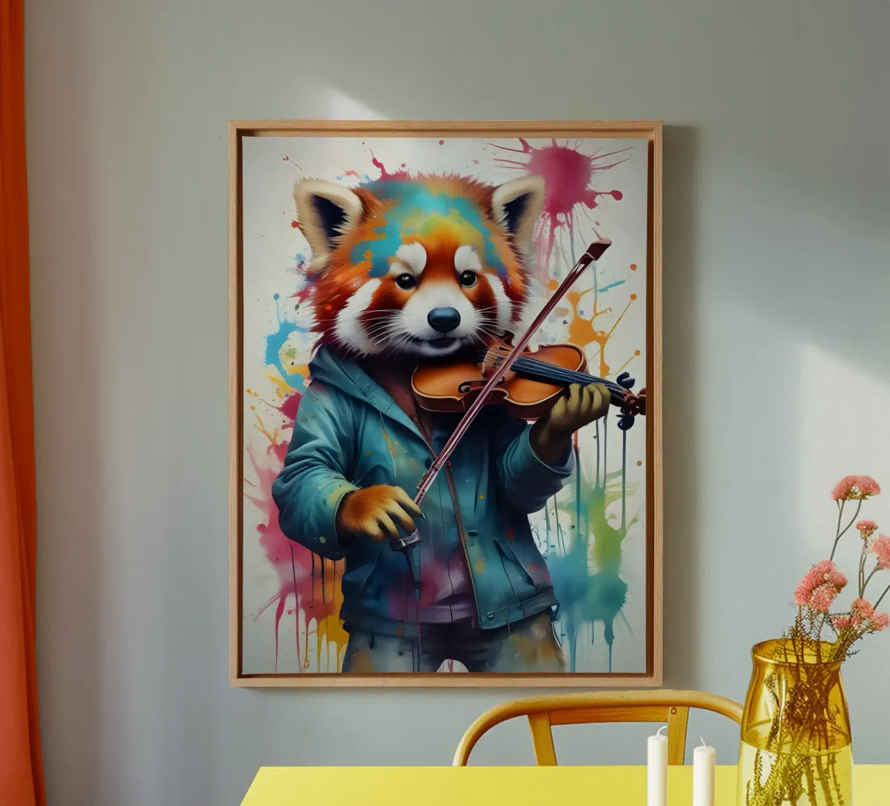 Il panda rosso suona il violino tela da MakArena