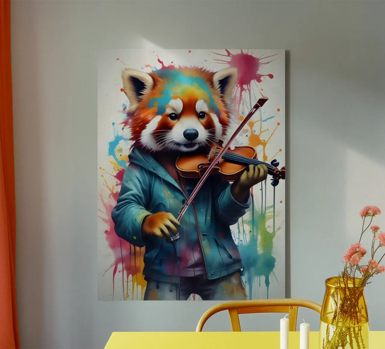 Il panda rosso suona il violino tela da MakArena
