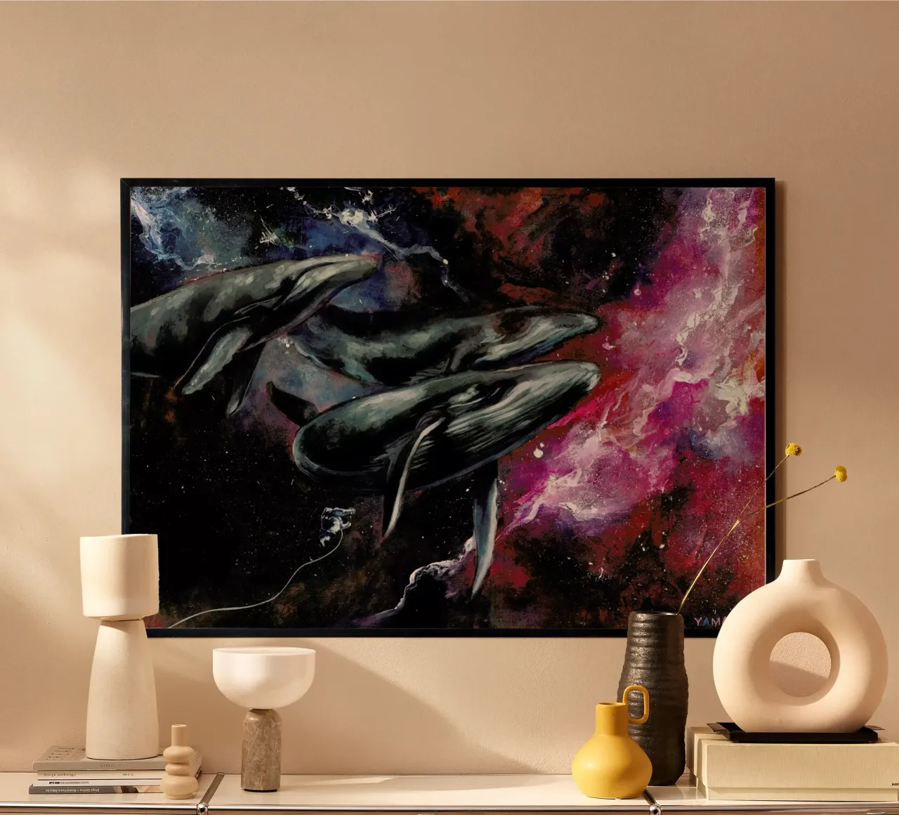 I love the human being, the sea, and the ship poster met aluminium frame van Jared Yamahata