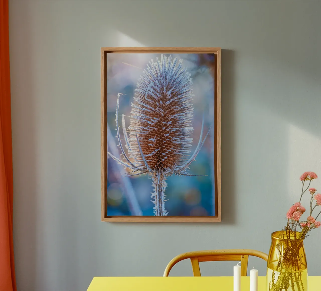Wild teasel covered with frost in winter canvas by Marcus Beckert | Fotografie