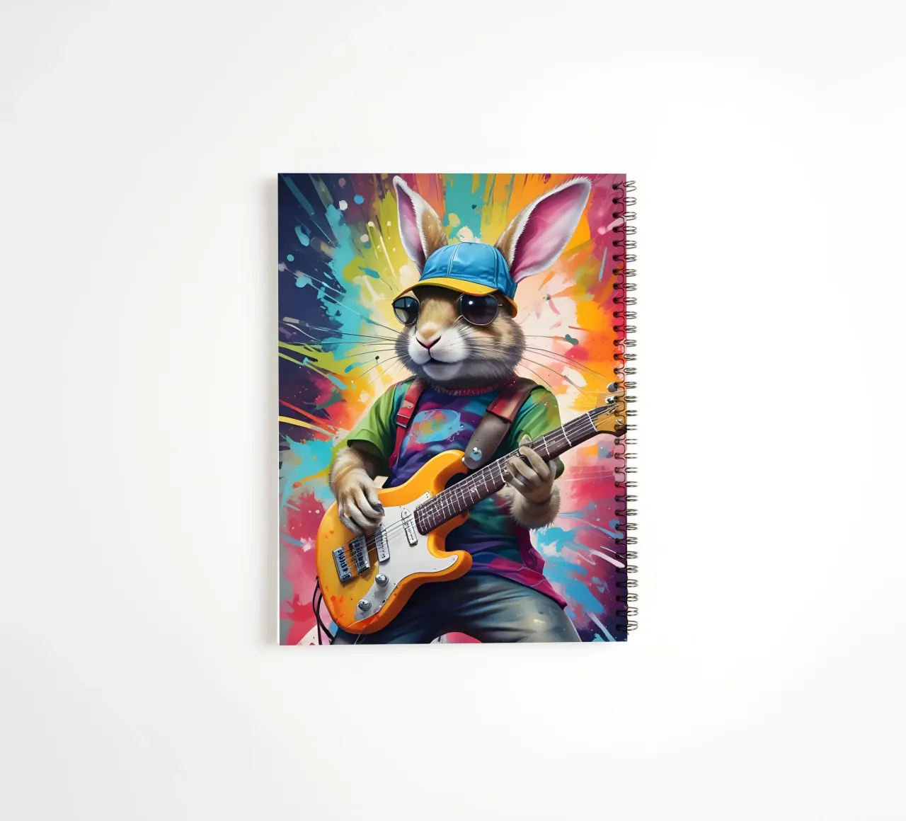 Rabbit play guitar spiral notebook by MakArena