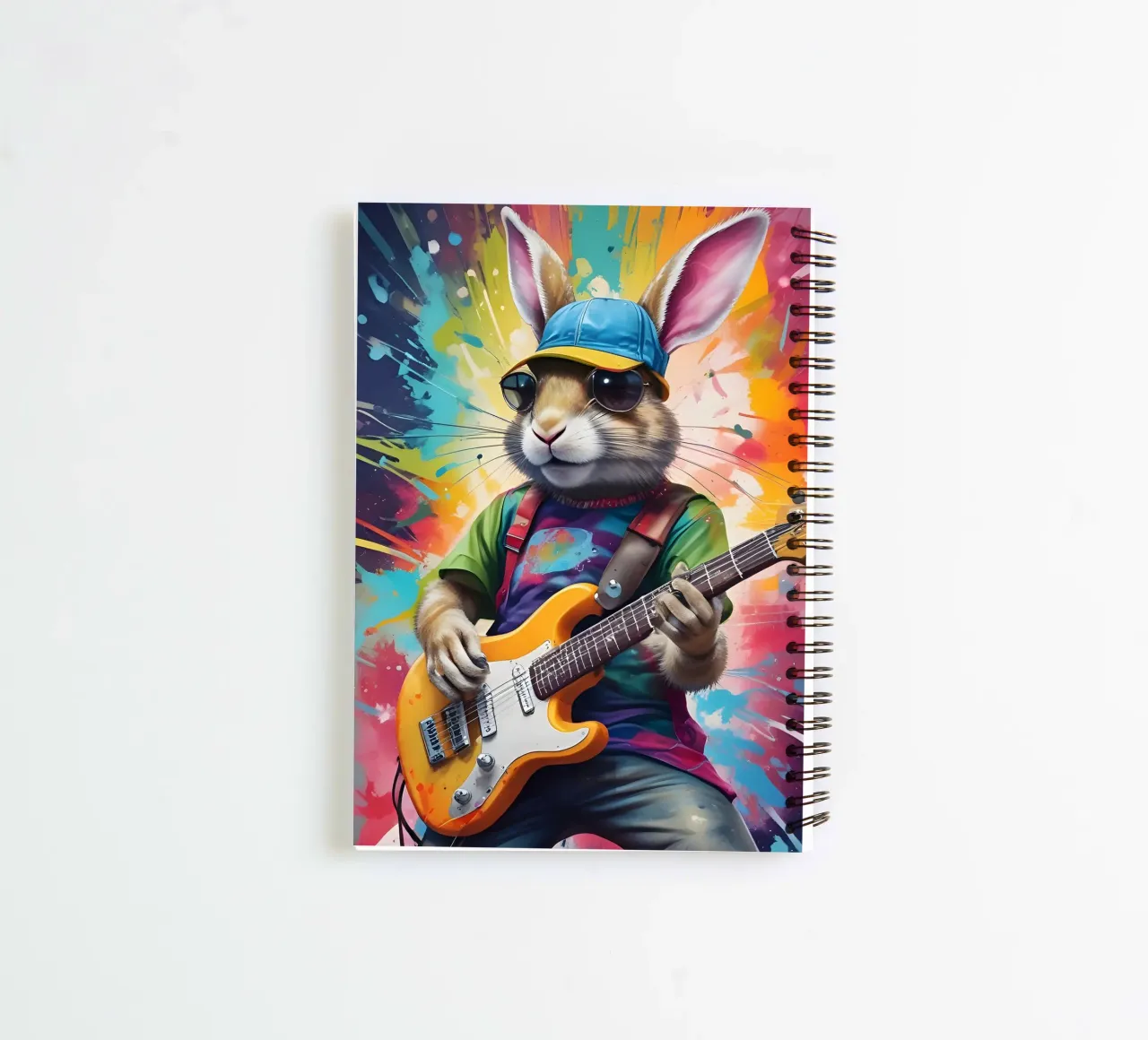Rabbit play guitar spiral notebook by MakArena
