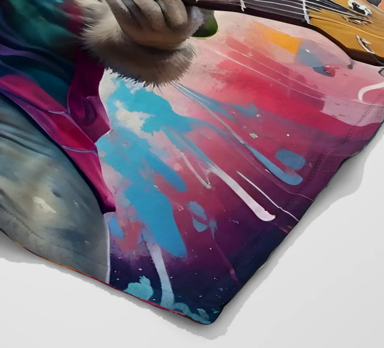 Rabbit play guitar fleece blanket by MakArena