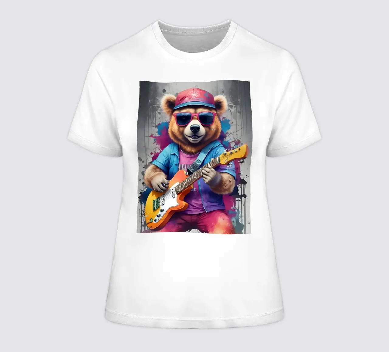 Rosa Bär spielt Gitarre Frauen T-Shirt von MakArena