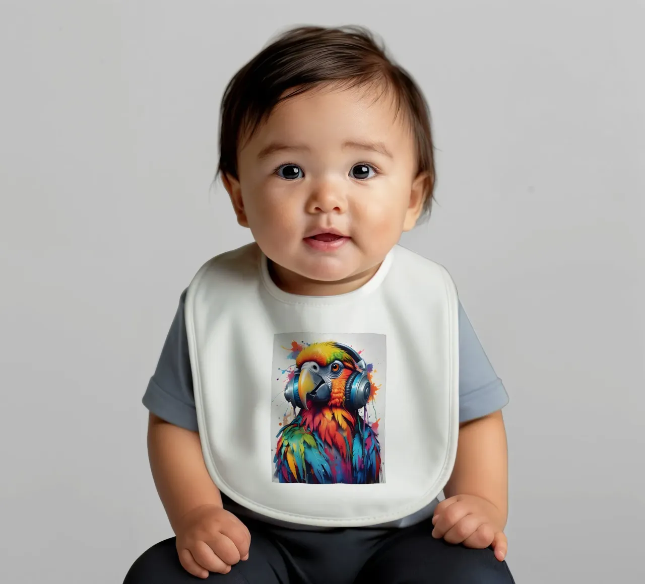 Pappagallo in cuffia bavaglino da MakArena