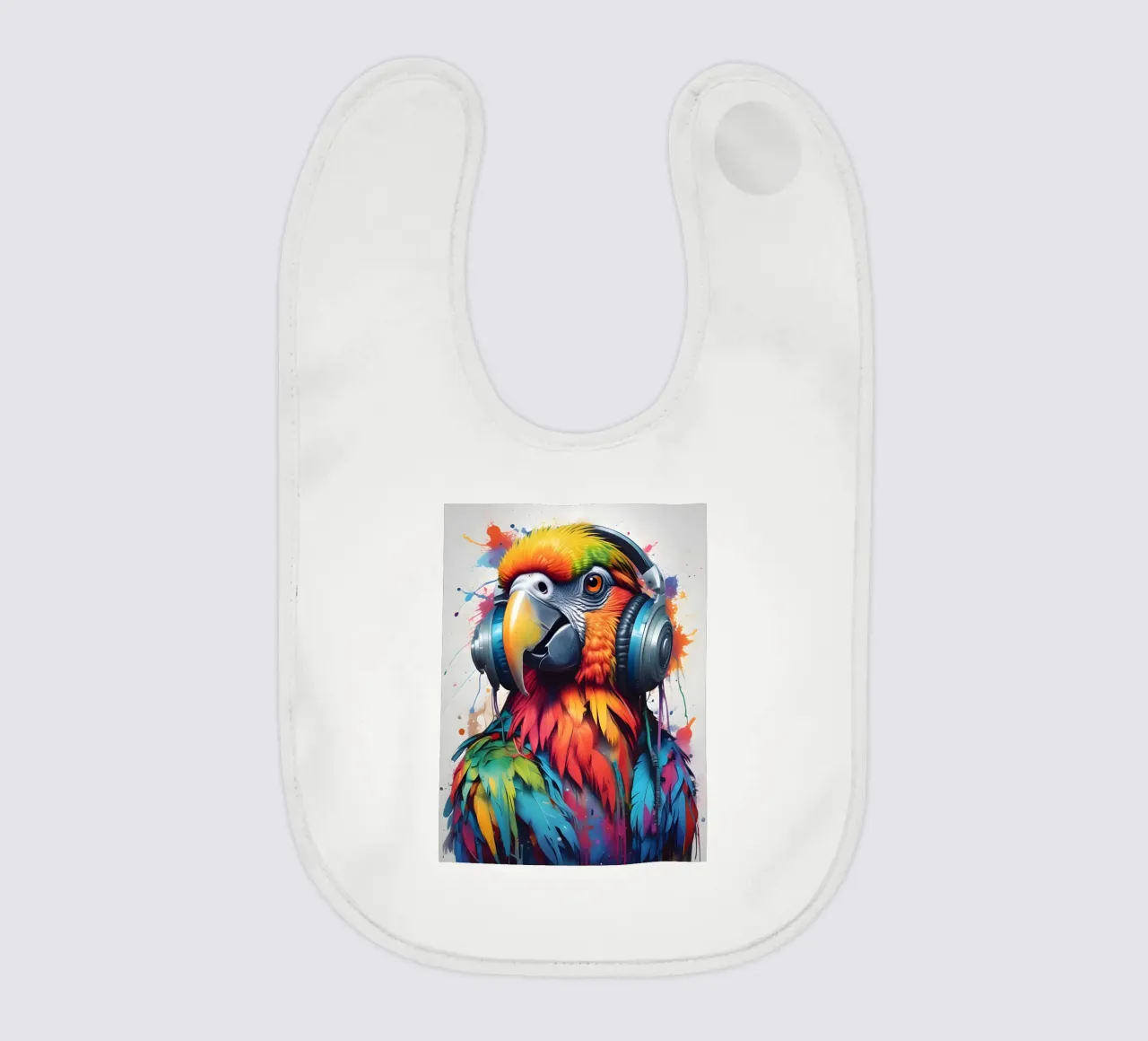 Pappagallo in cuffia bavaglino da MakArena