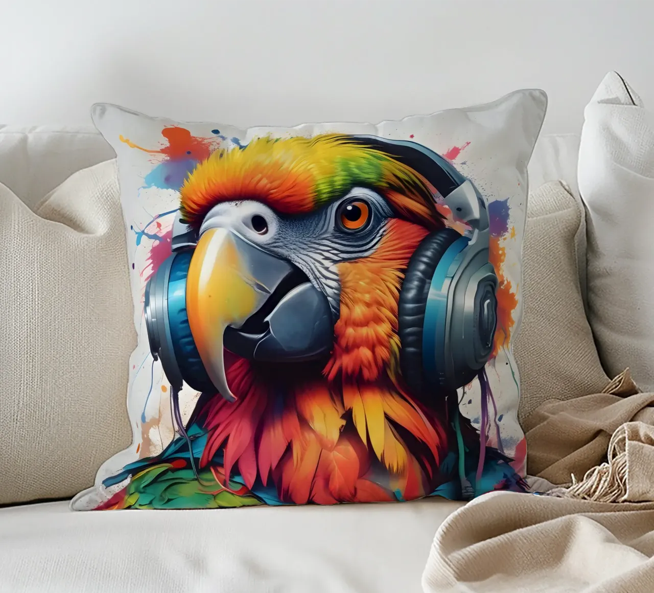 Pappagallo in cuffia cuscino da MakArena