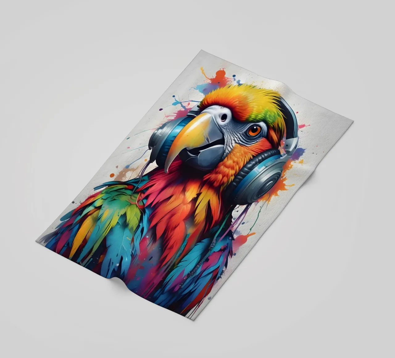 Pappagallo in cuffia telo mare da MakArena