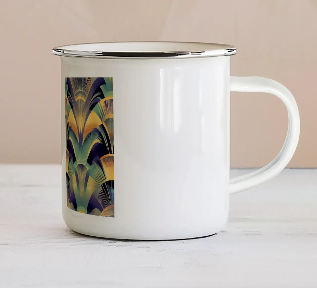 Art Deco "Retro Radiance" tazza in smalto da Golden Era