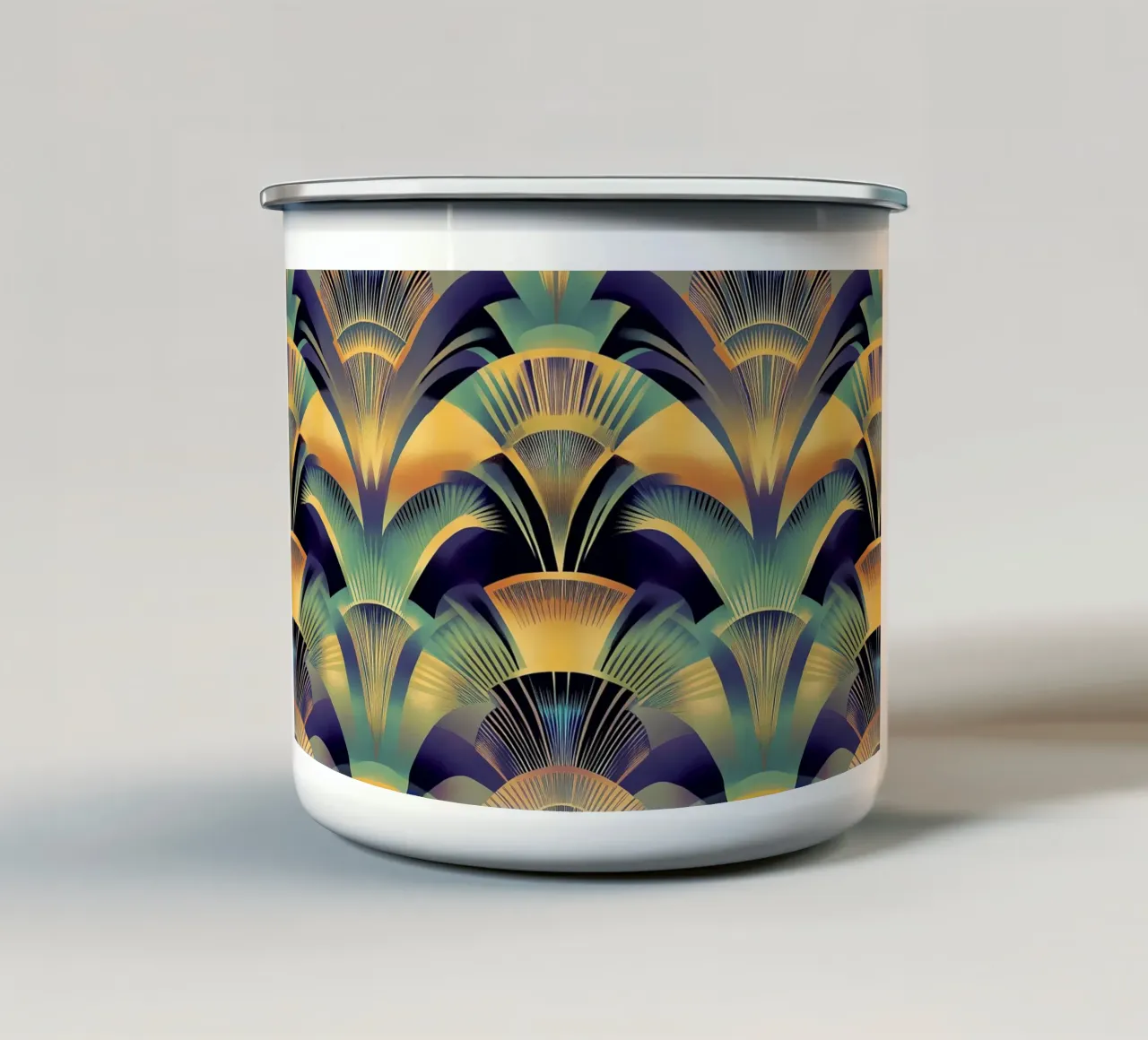 Art Deco "Retro Radiance" tazza in smalto da Golden Era