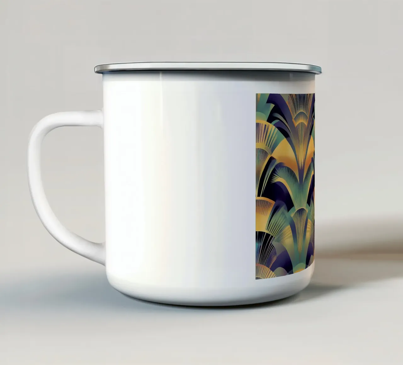 Art Deco "Retro Radiance" tazza in smalto da Golden Era