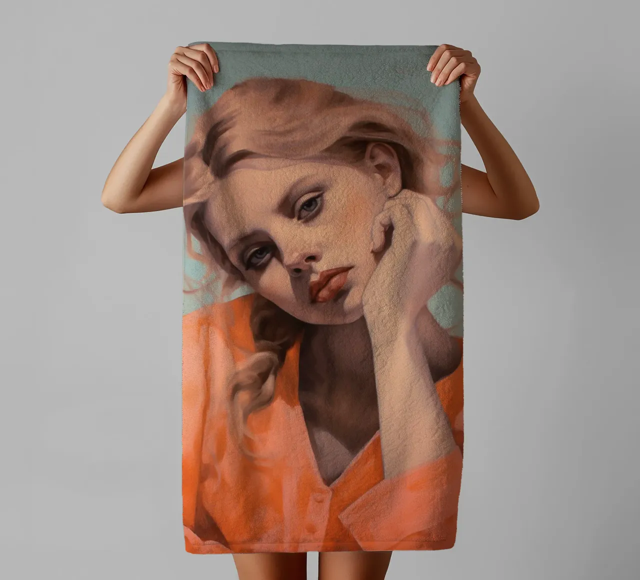 Pose décontractée serviette de bain de Carinaprint