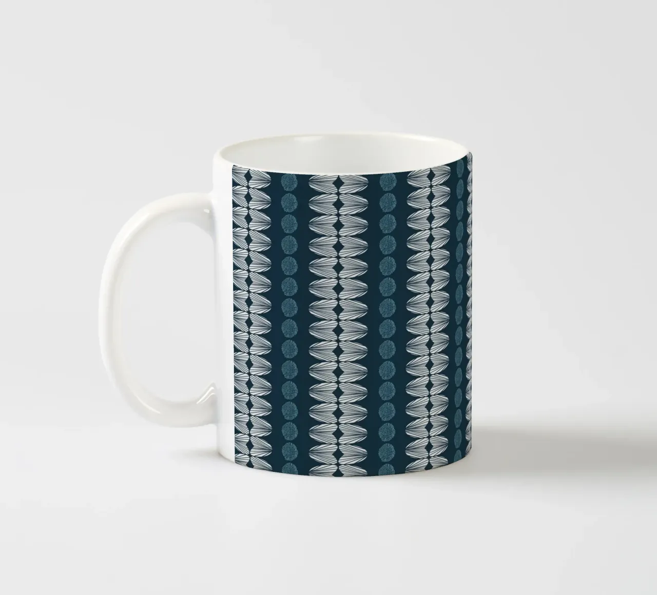 Botanico astratto, petrolio, azzurro, bianco, scandinavo tazza in ceramica da LAPIS-Design
