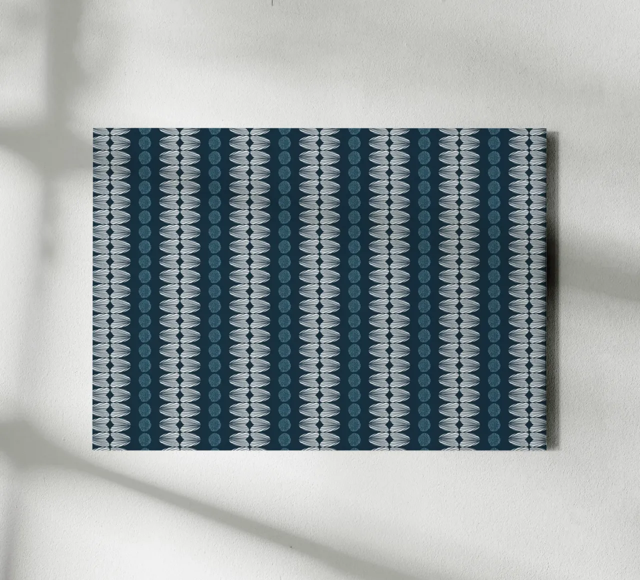 Botanisch abstract, petrol, lichtblauw, wit, Scandinavisch canvas met Baklijst van LAPIS-Design