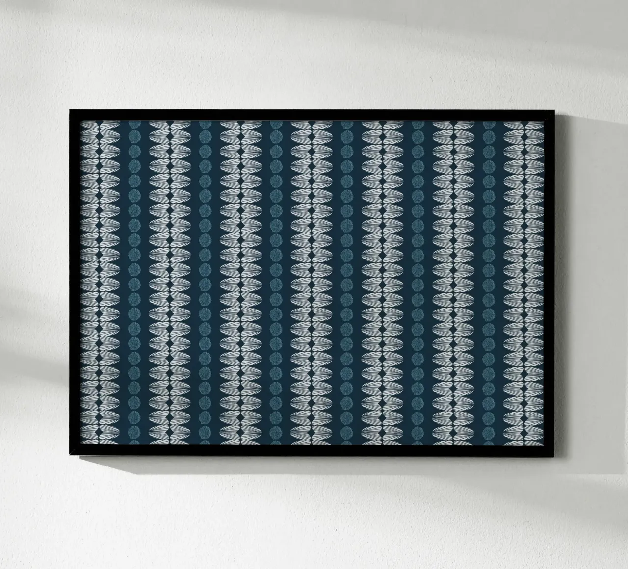 Botanical abstract, petrol, light blue, white, Scandinavian poster with wooden frame by LAPIS-Design