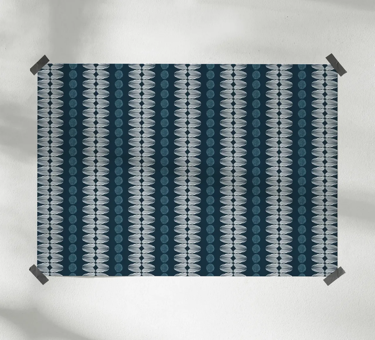 Botanical abstract, petrol, light blue, white, Scandinavian poster with wooden frame by LAPIS-Design