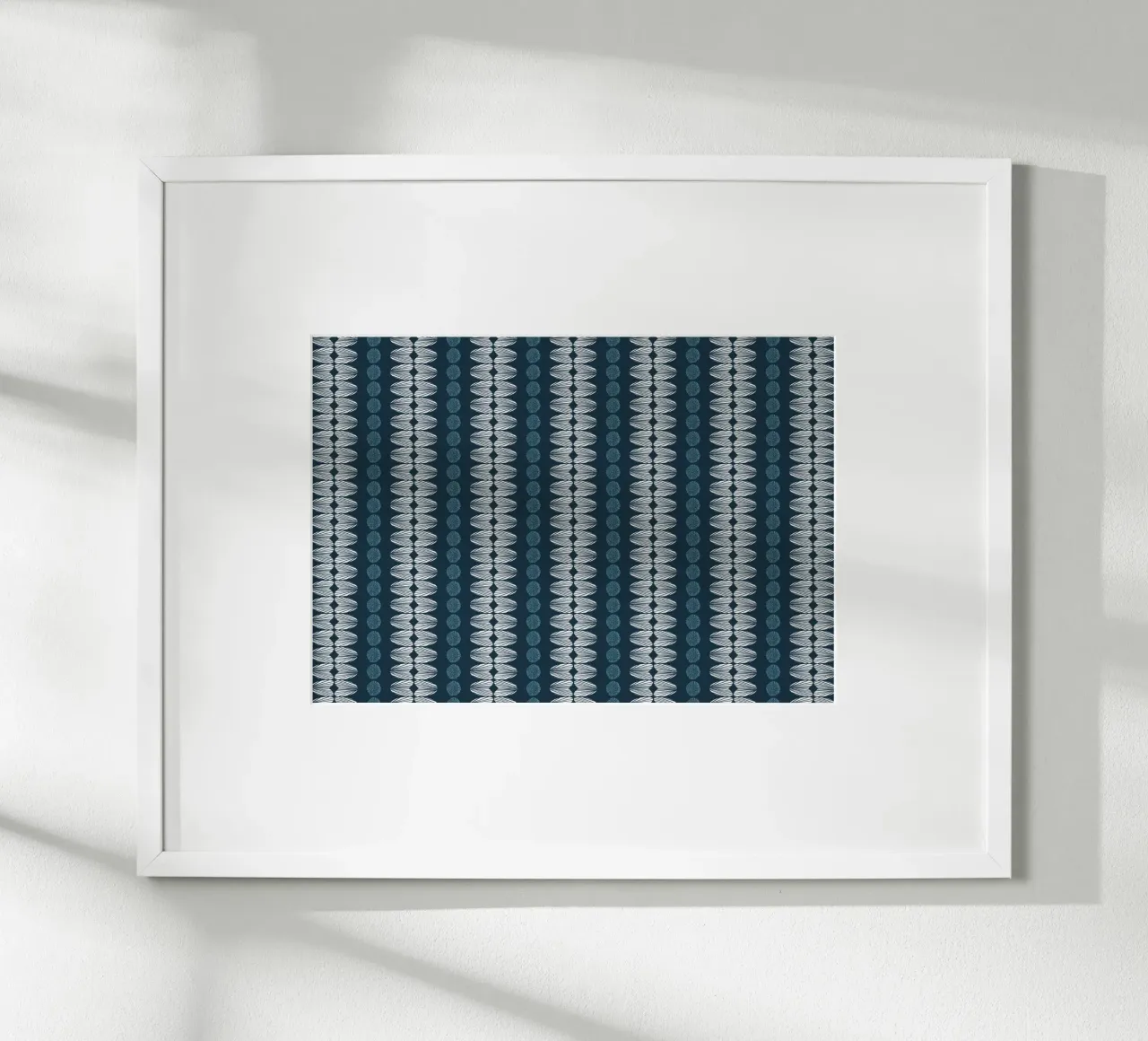 Botanical abstract, petrol, light blue, white, Scandinavian poster with wooden frame by LAPIS-Design
