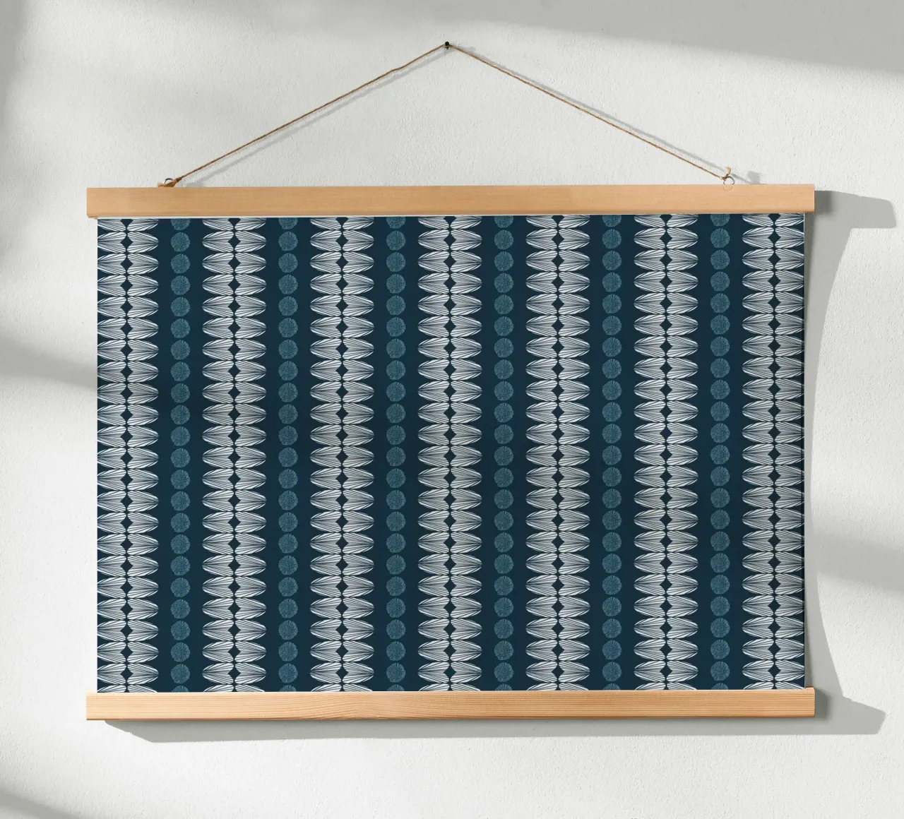 Botanical abstract, petrol, light blue, white, Scandinavian poster with wooden frame by LAPIS-Design