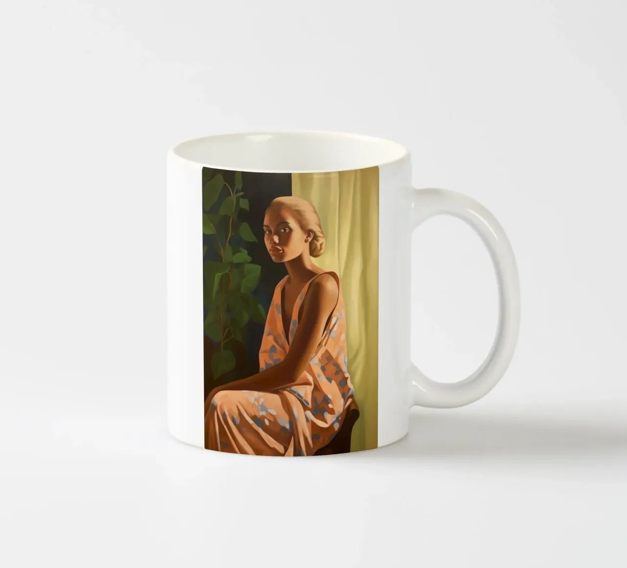 Giovane donna al mattino tazza in ceramica da Carinaprint