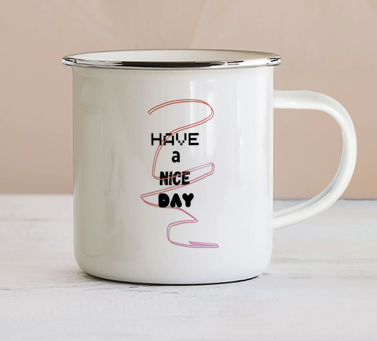 XL_Have a Nice Day tazza in smalto da Crypto_Jungle