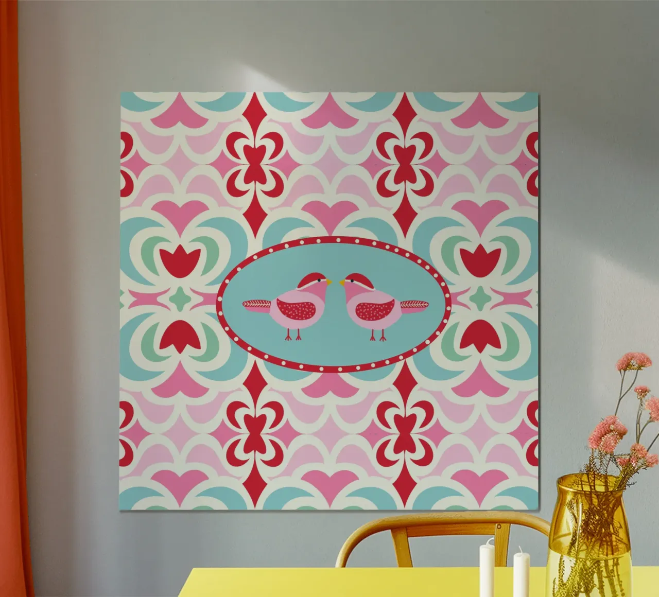 Vogelhochzeit poster con telaio in legno da Miris bunte Modewelt