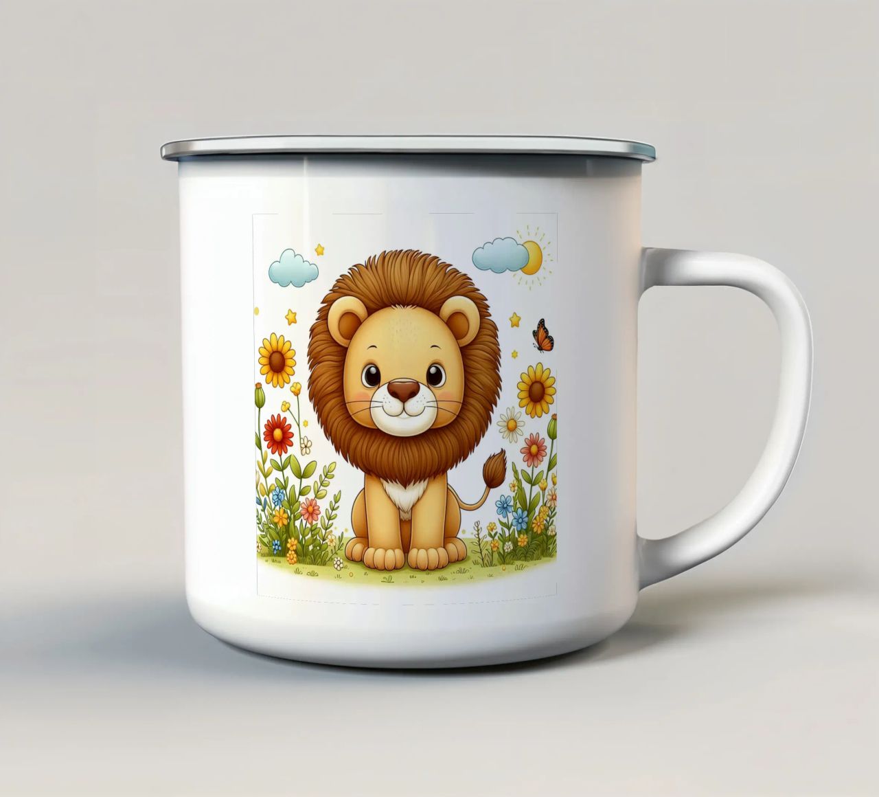 Lion mug en émail de hunde-katzen-tiere
