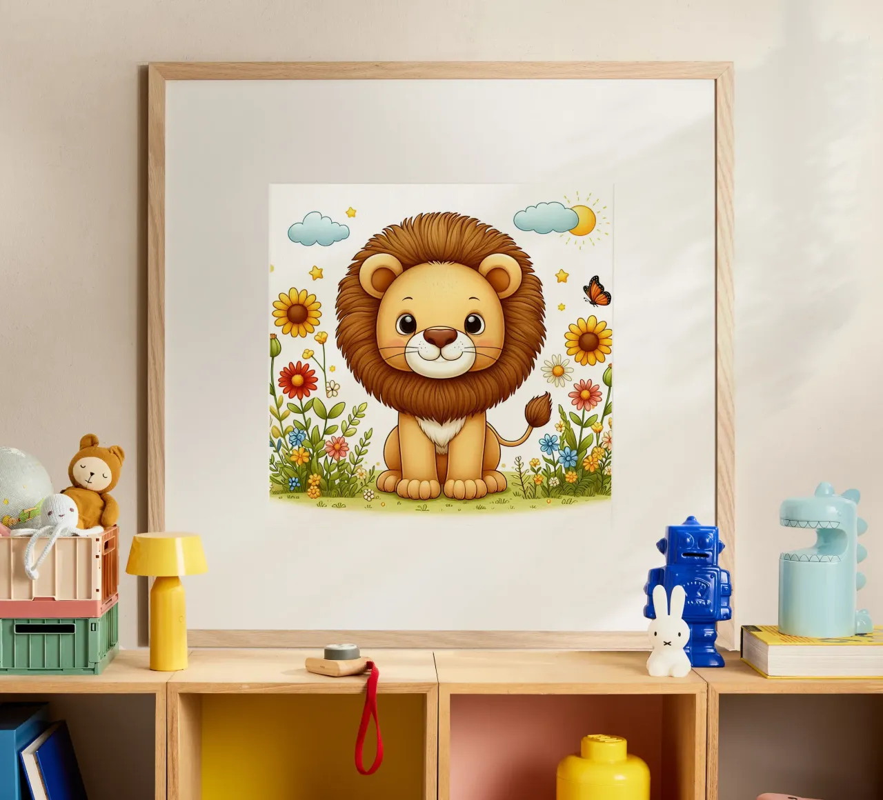 Lion poster with plastic frame by hunde-katzen-tiere