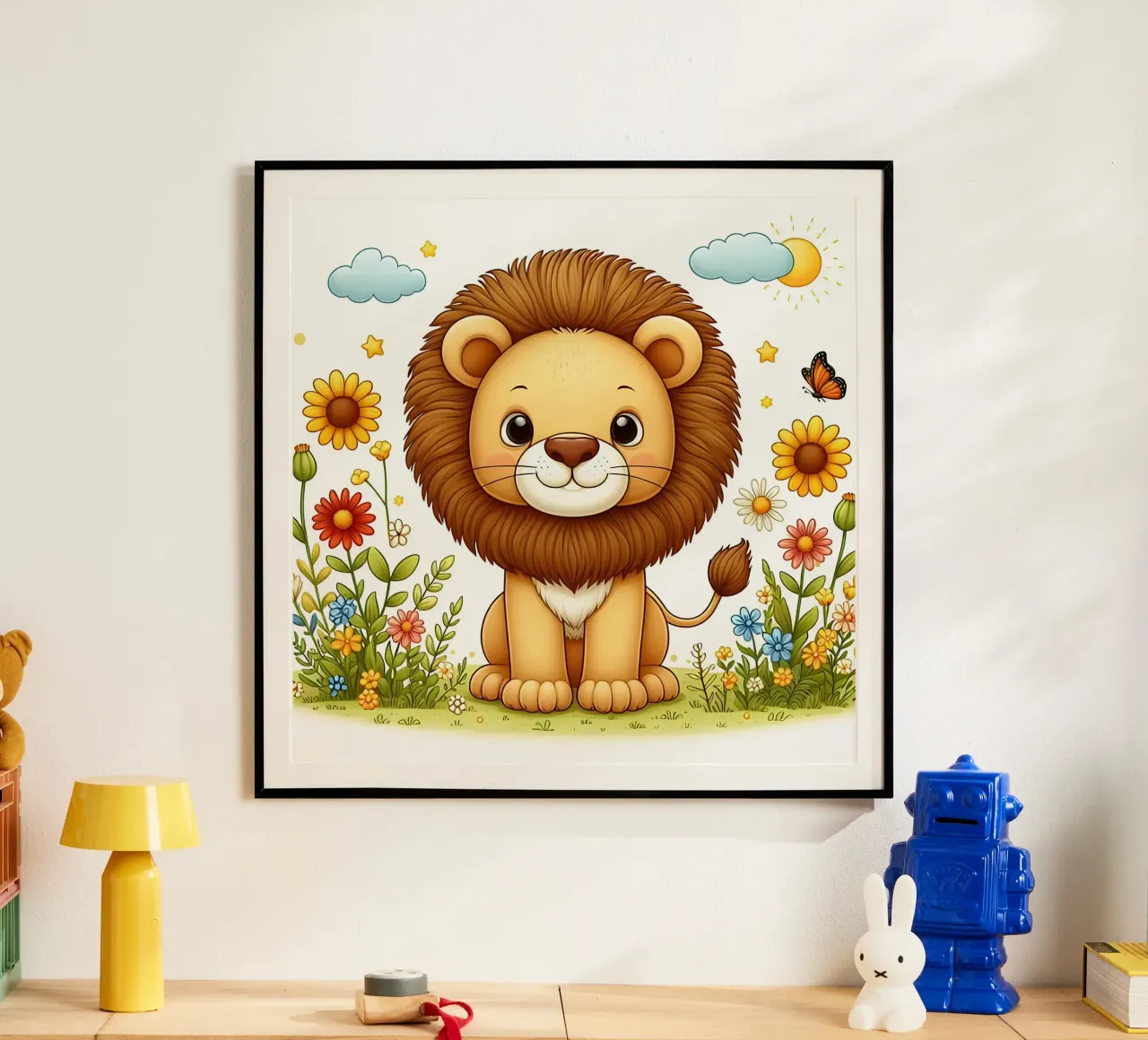 Lion poster with plastic frame by hunde-katzen-tiere